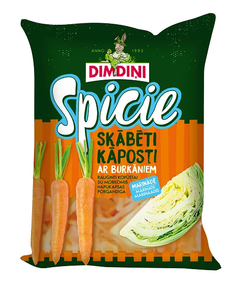 DIMDIŅI KĀPOSTI SKĀBETI AR BURKĀNIEM SPICIE 850G (PACIŅA)