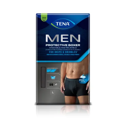 Бельё для недержания Tena Men Protective Boxer, чёрное, размер L, 1 шт.