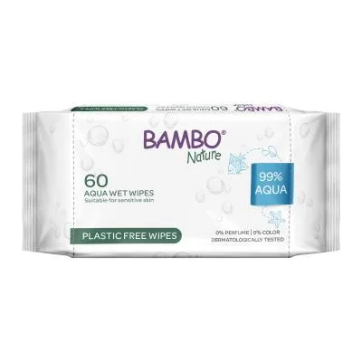 Bambo Nature mitrās salvetes bērniem, 99 % ūdens N60