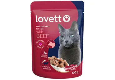 KONSERVĒTA KAĶU BARĪBA LOVETT AR LIELLOPU GAĻU 100G
