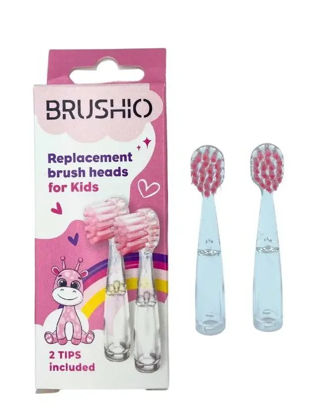 Brushio kids elektriskā zobu birstes uzgaļi rozā, 2 gb.
