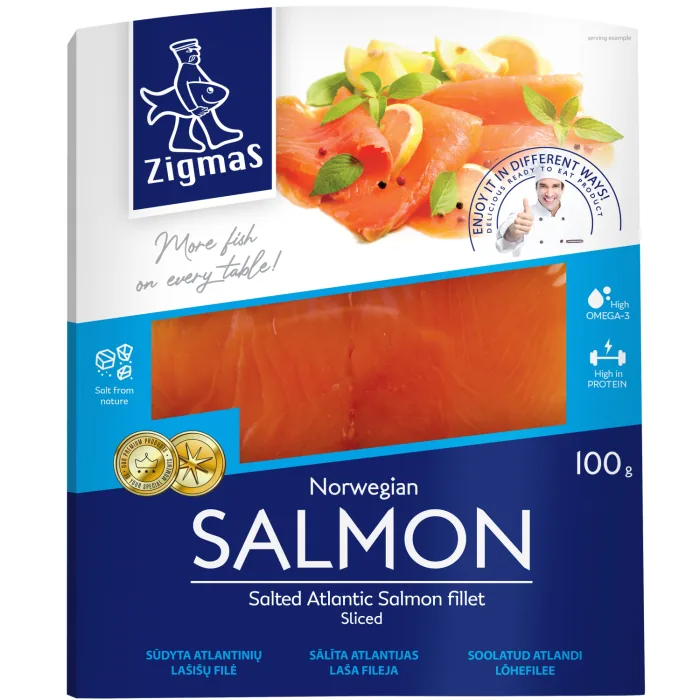 ATLANTIJAS LAŠA FILEJA ZIGMAS SĀLĪTA ŠĶĒLĪTĒS 100G