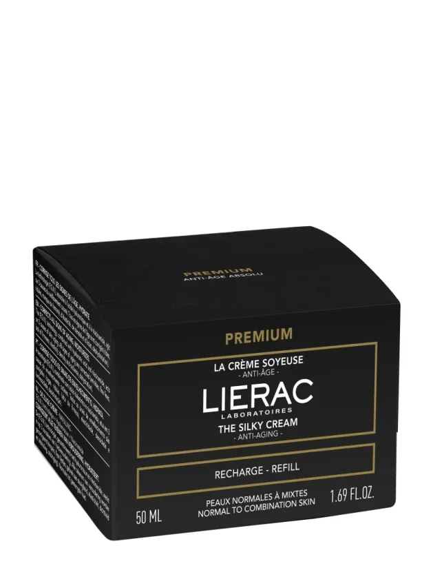 Lierac Premium Silky pretnovecošanās krēms normālai un kombinētai sejas ādai, uzpildes iepakojums, 50 ml