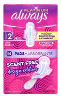 ALWAYS PLATINUM SCENT‑FREE LONG DUO HIGIĒNISKĀS PAKETES, 14GAB.