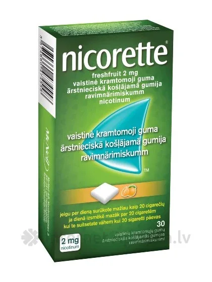 Nicorette Freshfruit 2 mg, 30 košļājamās gumijas