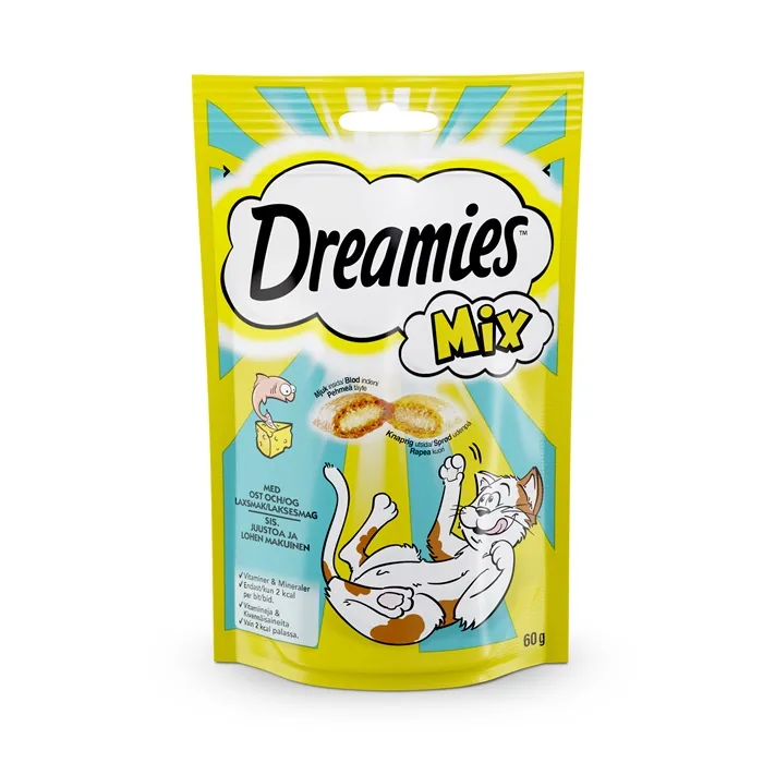 DREAMIES KAĶU GARDUMI AR LASI UN SIERU, 60 G
