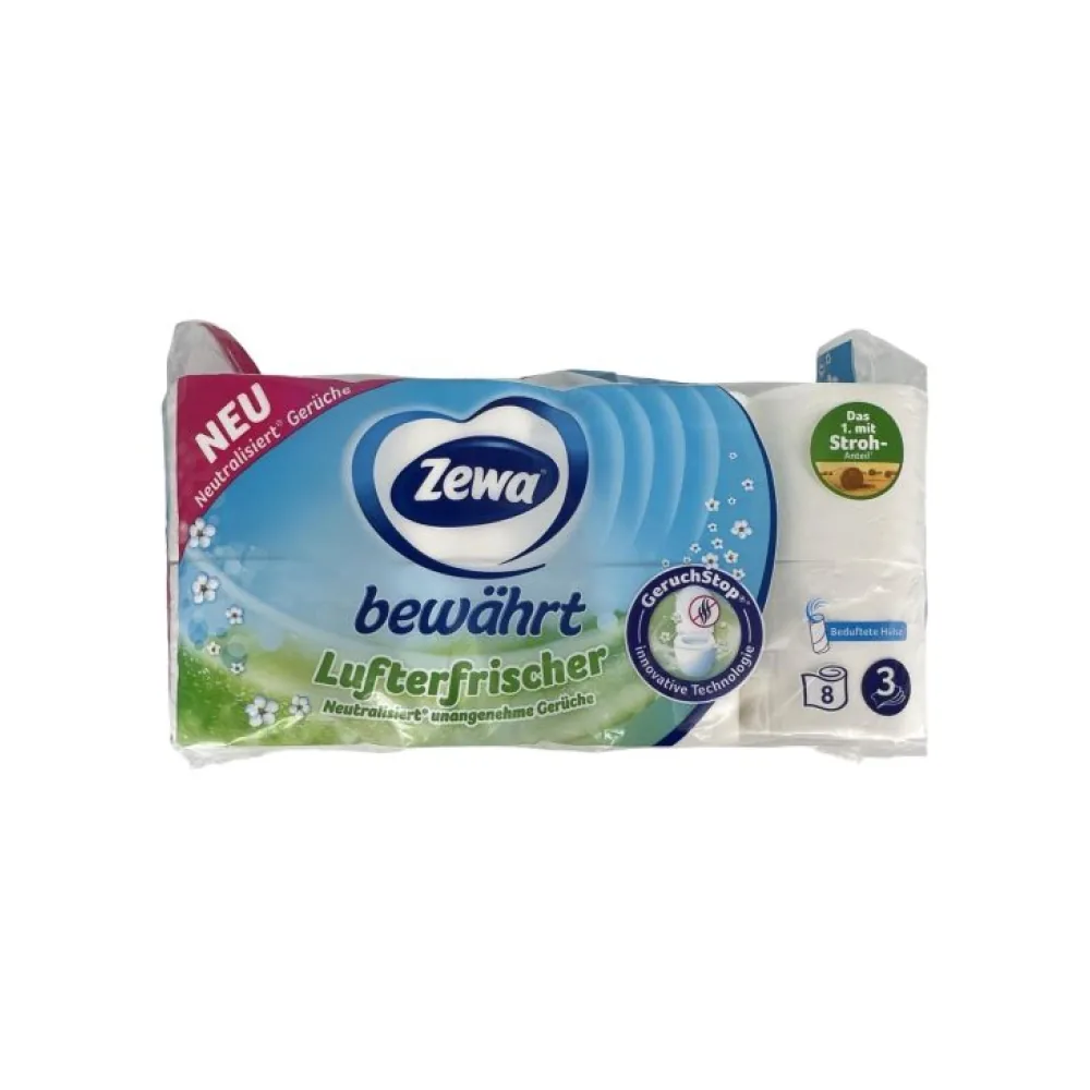 TUALETES PAPĪRS LUFTERFRISCHER 3 KĀRTAS, 8 RUĻĻI ZEWA