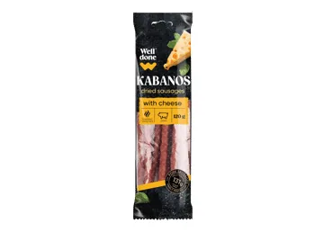 KARSTI KŪPINĀTAS DESIŅAS KABANOS AR SIERU WELL DONE 120G