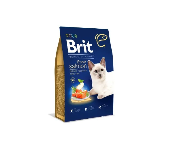 SAUSĀ BARĪBA KAĶIEM BRIT PREMIUM ADULT, AR LASI, 300G