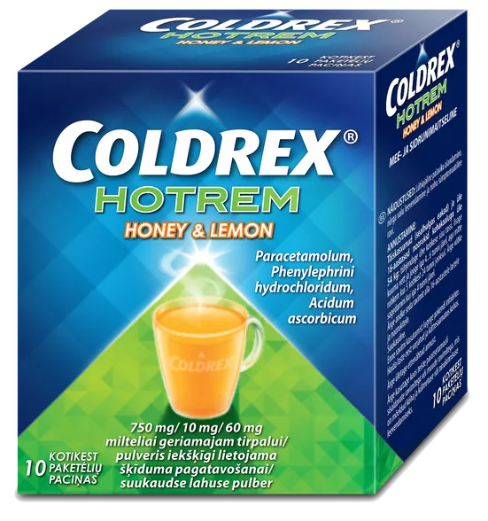 Coldrex Hotrem Honey & Lemon iekšķīgi lietojama šķīduma pagatavošanai pulveris, 10 gab.
