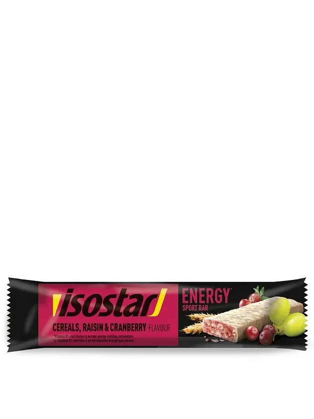Isostar batoniņš energy cereals, raisin & cranberry, 40 g