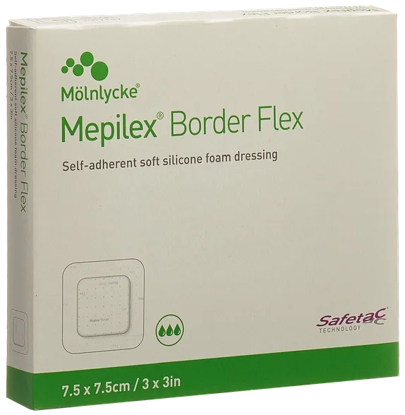 Mepilex Border Flex 7.5 x 7,5 cm brūču pārsējs, 5 gab.
