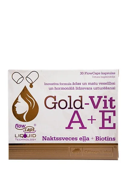 Olimp Labs Gold-Vit A + E, naktssveces eļļa + biotīns, 30 kapsulas
