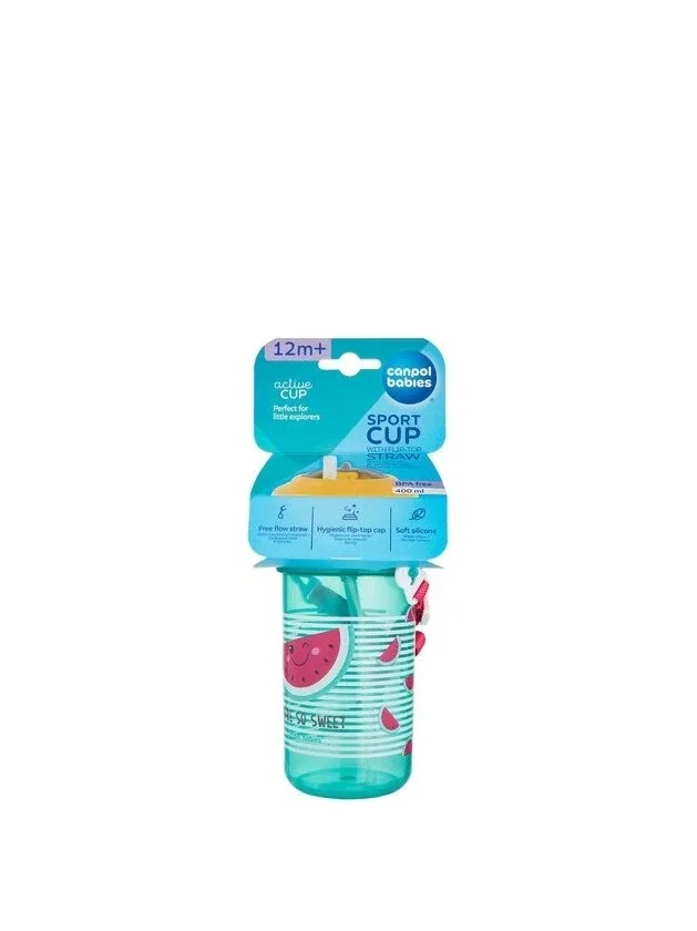 Canpol Sport pudelīte ar salmiņu 12 m+, 400 ml