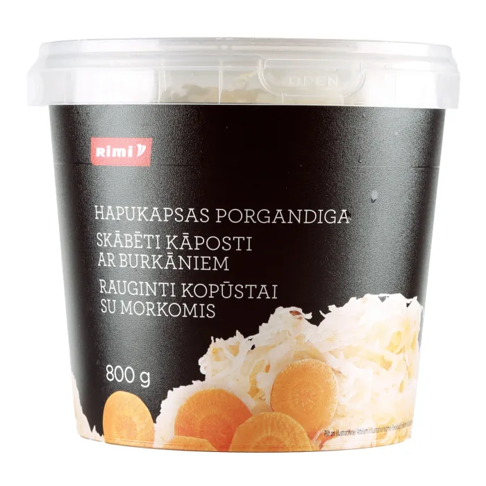 SKĀBĒTI KĀPOSTI AR BURKĀNIEM RIMI 800G