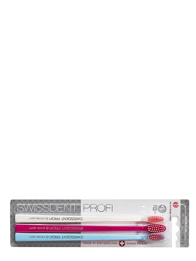 Swissdent Whitening mīkstas zobu birstes (balta, rozā, zila), 3 gb.