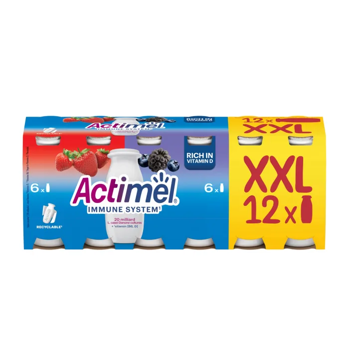 JOGURTA DZĒRIENS ACTIMEL ZEMEŅU, MELLEŅU, KAZEŅU 12X100G