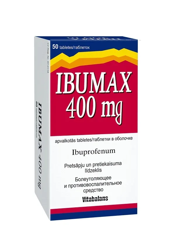 Ibumax ibuprofēns 400 mg, 50 tabletes