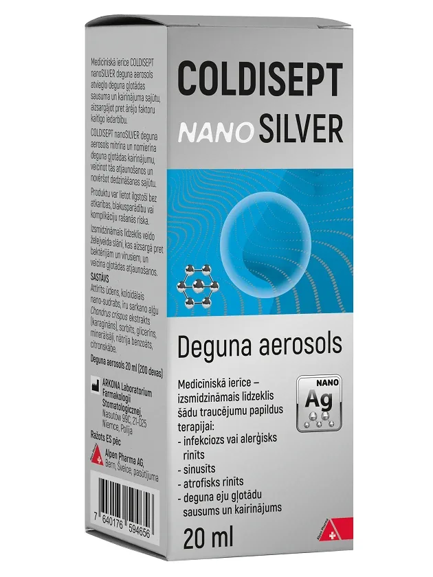 Coldisept Nano Silver, deguna aerosols, 20 ml