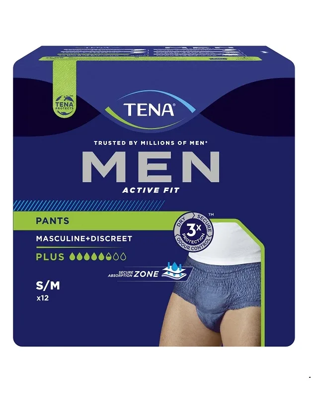 Трусы-подгузники для мужчин Tena Plus S/M, 12 шт.