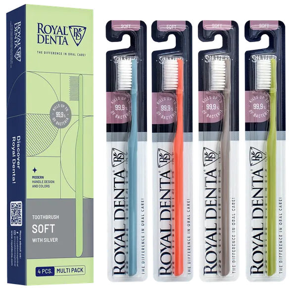 Royal Denta Silver Soft zobu birste, 4 gab.