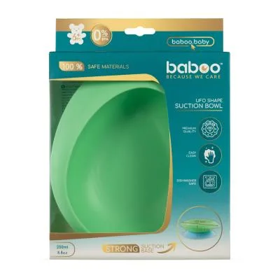 Baboo atgāžama bļoda ar lipīgu apakšu, 6+ mēn., zaļa