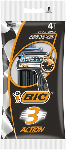 Одноразовые бритвы BIC 3 Action, 4 шт.