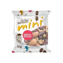 MINI RIEKSTI UN DZĒRVENES, KALTĒTAS UN IECUKUROTAS 30G