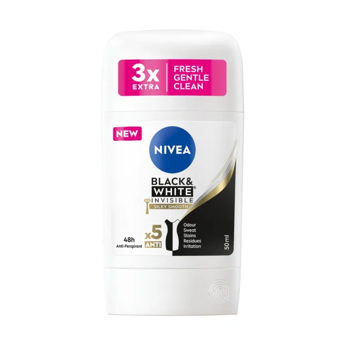 ANTIPERSPIRANTS ZĪMULIS SIEVIETĒM NIVEA BLACK & WHITE INVISIBLE SILKY SMOOTH 50ML