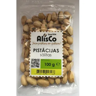 PISTĀCIJAS ALIS CO GRAUZDĒTAS UN SĀLĪTAS 100G