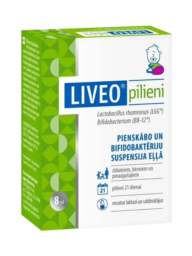 Liveo Pilieni pienskābo un bifidobaktēriju suspensija eļļā, 8 ml