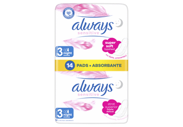 HIGIĒNISKĀS PAKETES ALWAYS ULTRA SENSITIVE NIGHT 14GAB.