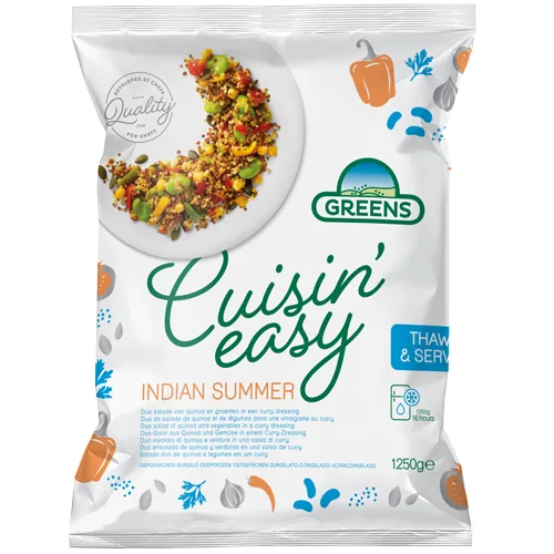 ĀTRI SALDĒTS DĀRZEŅU MAISĪJUMS GREENS INDIAN SUMMER, 1.25KG IQF