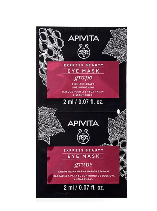 Apivita Express Beauty līniju izlīdzinoša acu maska ar vīnogām, 2 x 2 ml