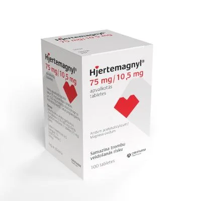 Hjertemagnyl 75 mg/10,5 mg apvalkotās tabletes, N100