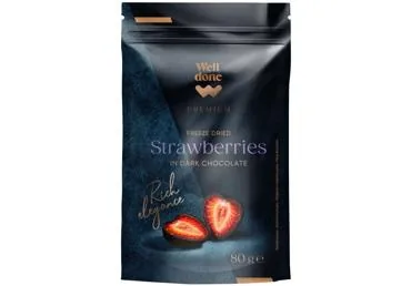 LIOFILIZĒTAS ZEMENES MELNAJĀ ŠOKOLĀDĒ WELL DONE PREMIUM 80G