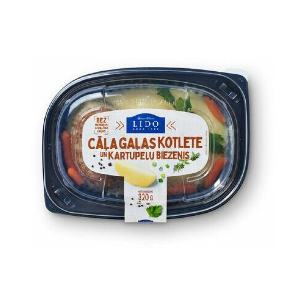 KOTLETE CĀĻA CEPTA AR KARTUPEĻU BIEZENI 320G, LIDO