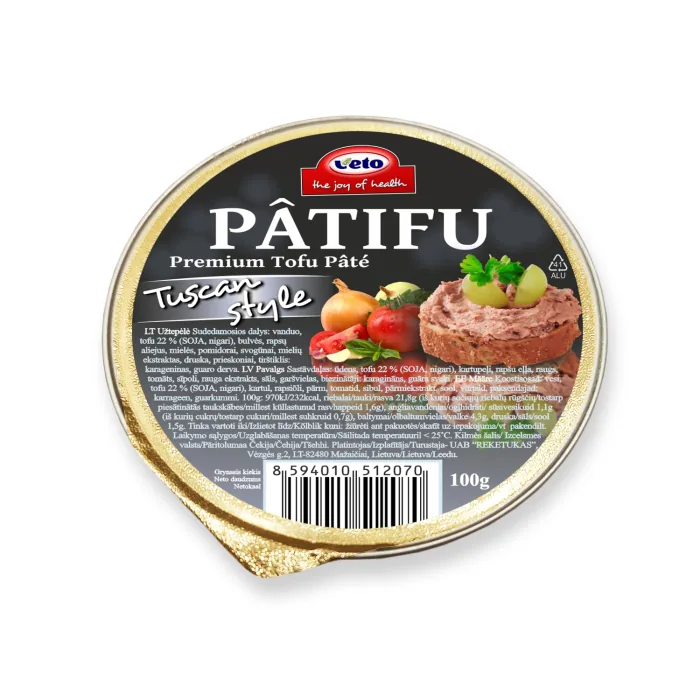VEGĀNISKĀ PASTĒTE PATIFU TOSKĀNAS 100G