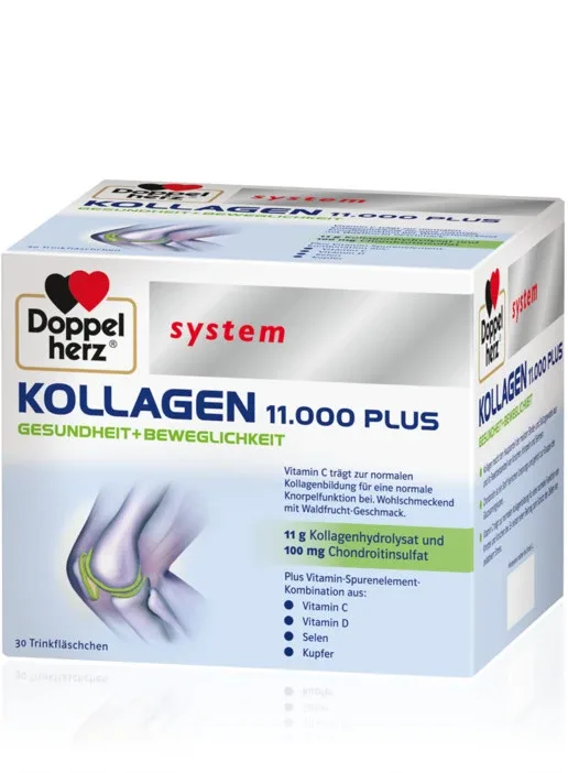 Doppelherz System kolagēns 11.000 plus ampulas iekšķīgai lietošanai, 30 gb.