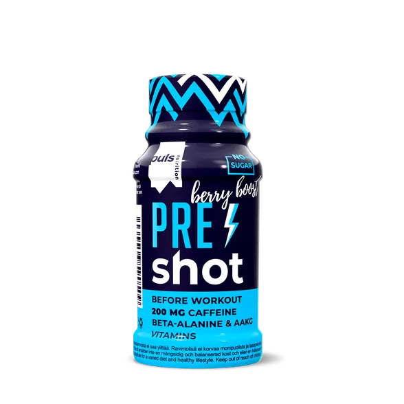 Puls Nutrition Pre-Workout Shot Berry boost pudelīte, 60 ml