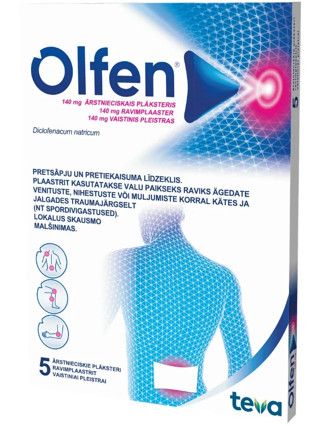 Olfen Patch ārstnieciskais plāksteris 140 mg, 5 gb.