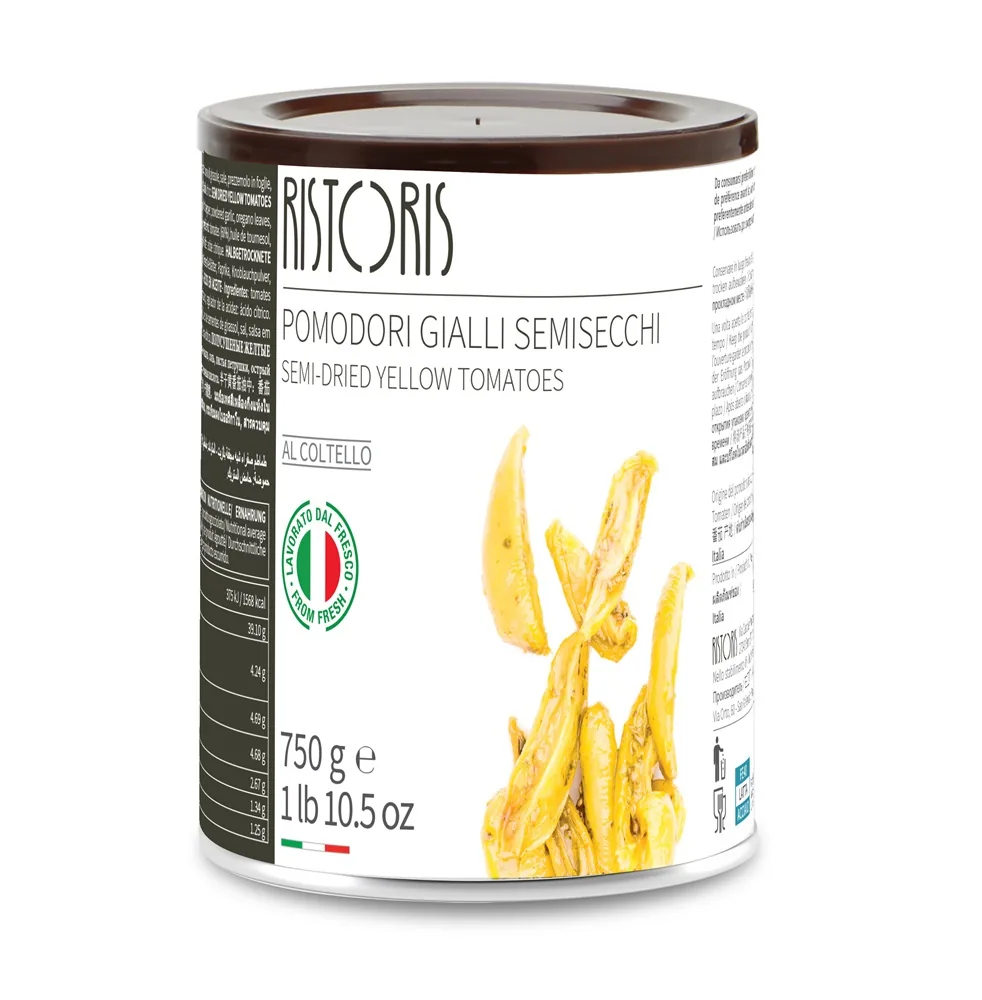 TOMĀTI, DZELTENIE, PUSŽĀVĒTI RISTORIS AL COLTELLO, 750G