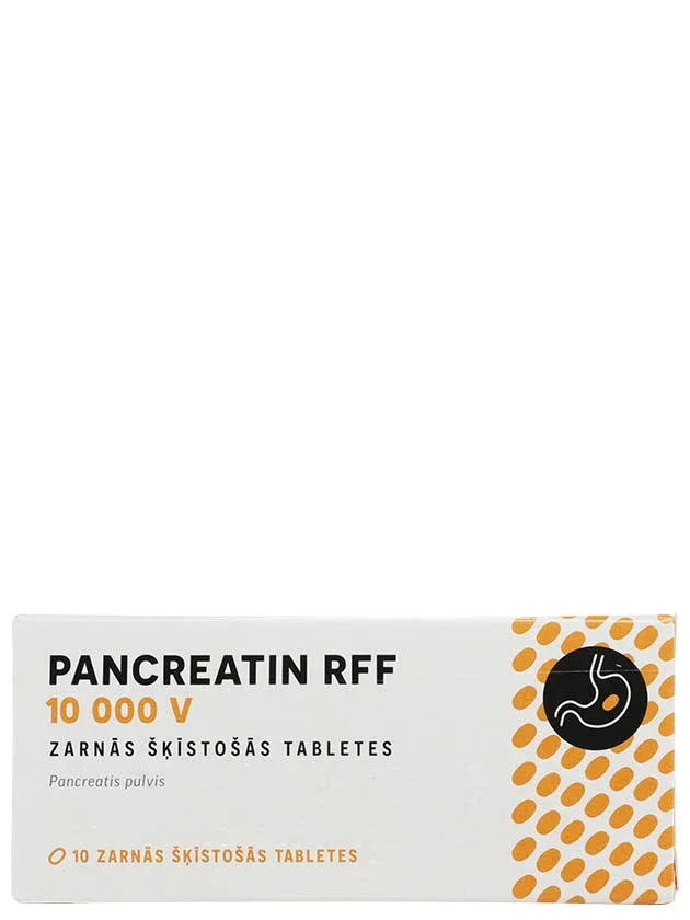 Pancreatin RFF 10000V zarnās šķīstošās, 10 tabletes