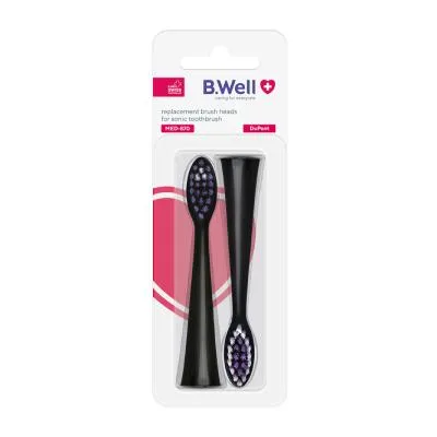 B.Well Med-870 elektriskās zobu birstes uzgaļi, melni N2