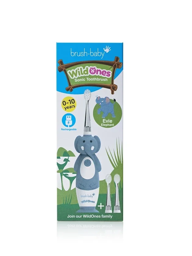 Brush-Baby Wildones elektriskā zobu birste zilonis 0-10 gadiem, 1 gb.