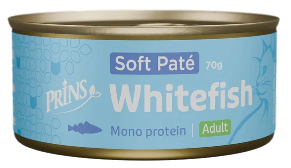 Prins Soft Pate baltās zivis mitrā barība, 70 g