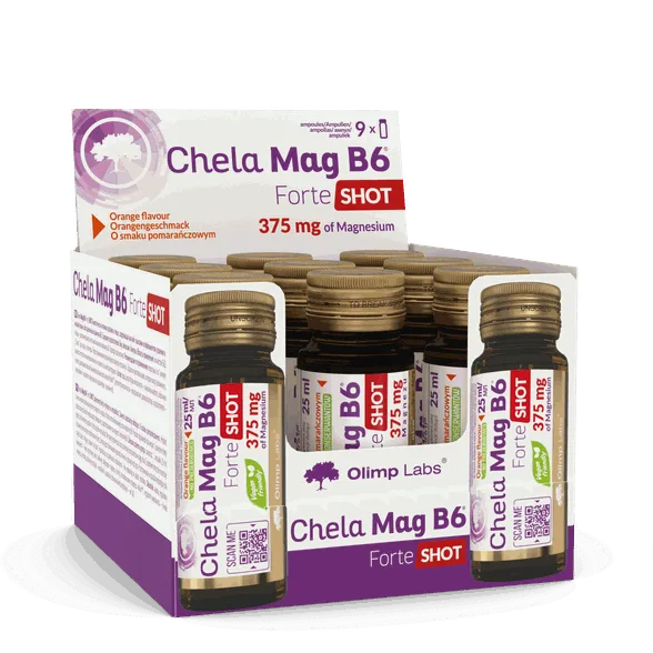 Olimp Labs Chela - Mag B6 Forte shot (25 ml) orange ampulas, 9 gab.