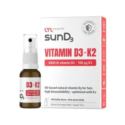 Lyl SUND3 D3+K2 4000 SV+100 ΜG (150 devas), sprejs, 15 ml