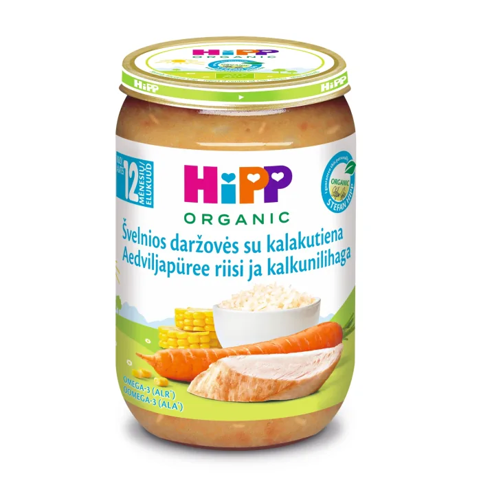 BIO DĀRZEŅI AR RĪSIEM UN TĪTARA GAĻU, AR 30% DĀRZEŅU HIPP,  NO 12 MĒN.220G