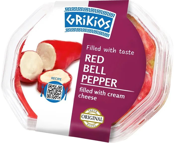 PILDĪTA SARKANĀ PAPRIKA GRIKIOS AR SIERU, 200G